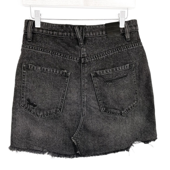 Free People We The Free Brea Cutoff Button Fly Denim Mini Skirt, Black - Size 28 - Picture 6 of 8